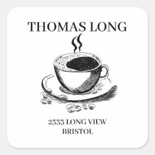 Sticker Carré Logo personnalisé Bois de café en bois