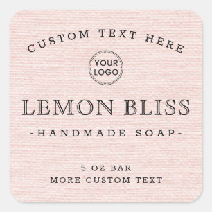 Sticker Carré Logo personnalisé carré blush lin rose produits ét