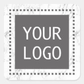 Sticker Carré Logo personnalisé de l'entreprise Marbre blanc mod (Devant)