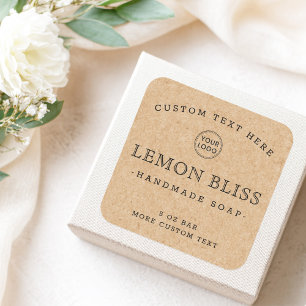 Sticker Carré Logo personnalisé Kraft look carré produit étiquet