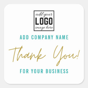 Sticker Carré Logo personnalisé Merci de votre entreprise sarcel