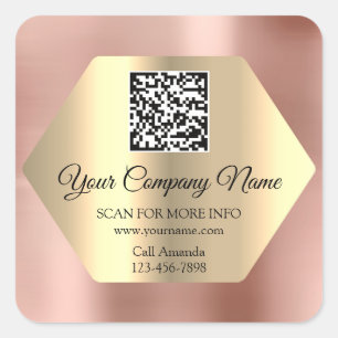 Sticker Carré Logo personnalisé QR Code promotionnel Rose Boutiq