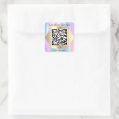 Sticker Carré Logo personnalisé QR Code Scan Me Name Blue Pink (Sac)