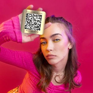 Sticker Carré Logo personnalisé QR Code Scan Me Name Gold