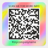 Sticker Carré Logo personnalisé QR Code Scan Me Name Rainbow (Devant)