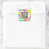 Sticker Carré Logo personnalisé QR Code Scan Me Nom Holographe (Sac)