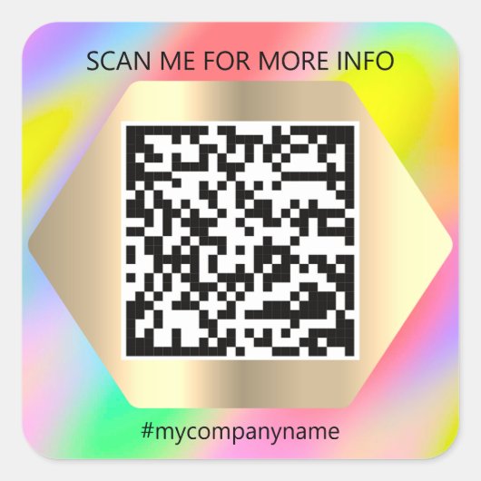 Sticker Carré Logo personnalisé QR Code Scan Me Nom Holographe (Devant)