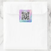 Sticker Carré Logo personnalisé QR Code Scan Me Nom Holographic (Sac)