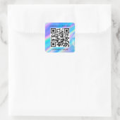 Sticker Carré Logo personnalisé QR Code Scan Me Nom Holographic  (Sac)