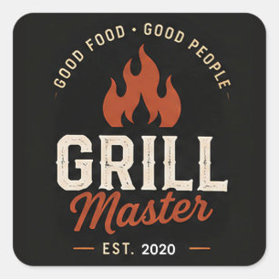 Sticker Carré 🔥 Logo pour l'équipe de cuisine du Grill Master B