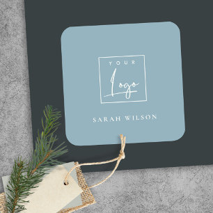 Sticker Carré Logo promotionnel personnalisé bleu simple