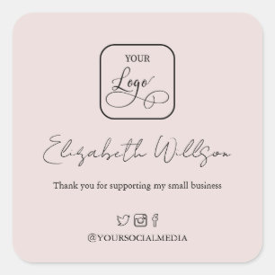 Sticker Carré Logo promotionnel personnalisé Blush Rose Gold