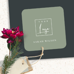 Sticker Carré Logo promotionnel personnalisé de Saga Vert simple