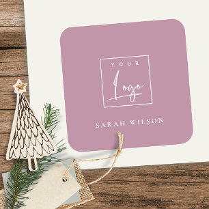Sticker Carré Logo promotionnel personnalisé Rose rose