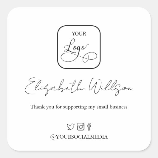 Sticker Carré Logo promotionnel personnalisé simple (Devant)