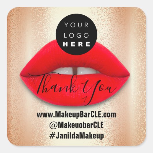 Sticker Carré Logo QR Code Nom Merci Shopping Red Lips Online (Devant)