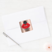 Sticker Carré Logo QR Code Nom Merci Shopping Red Lips Rose (Enveloppe)