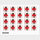 Sticker Carré Logo QR Code Nom Merci Shopping Red Lips Rose (Feuille)