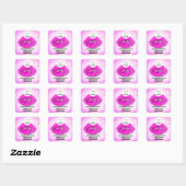 Sticker Carré Logo QR Code Nom Merci Shopping Rose Lips Blanc (Feuille)