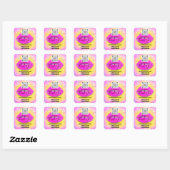 Sticker Carré Logo QR Code Nom Merci Shopping Rose Lips Jaune (Feuille)