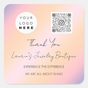 Sticker Carré Logo QrCode Boutique en ligne Holographie