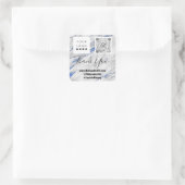 Sticker Carré Logo QRCode Nom Remerciements Shopping Marbre gris (Sac)