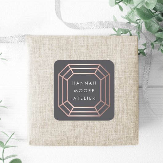 Sticker Carré Logo rose Gold Gemstone