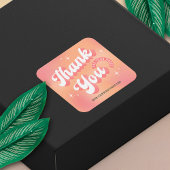Sticker Carré Logo Rose Pêche Rétro Entreprise Merci Pour La Com