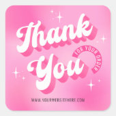 Sticker Carré Logo Rose Rétro Féminin Merci pour votre commande (Devant)