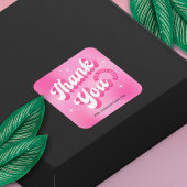 Sticker Carré Logo Rose Rétro Féminin Merci pour votre commande