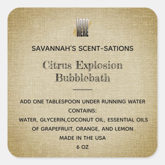 Sticker Carré Logo Rustique modifiable Spa produit autogéré (Devant)