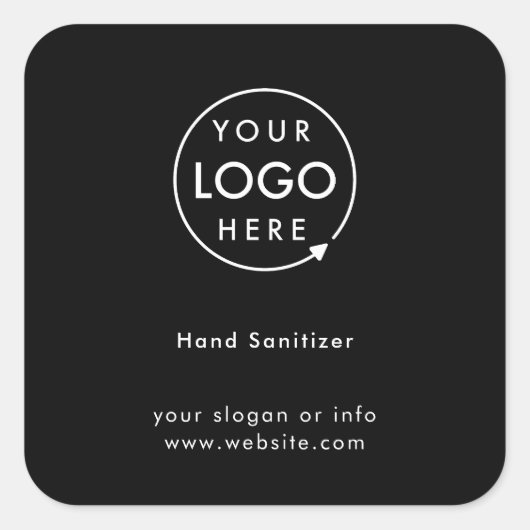 Sticker Carré Logo Sanitizer | Black Covid-19 Business (Devant)