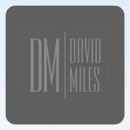 Sticker Carré Logo Stylish Minimal & Modern Grey Initiales & Nom