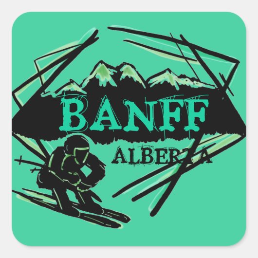 Sticker Carré Logo turquoise de Banff Alberta Canada (Devant)