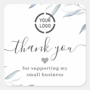 Sticker Carré Logo vert bleu poussiéreux simple entreprise merci