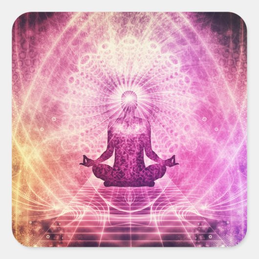 Sticker Carré Loi de méditation éclairée de l'attraction Chakra (Devant)