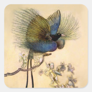 Sticker Carré « L'Oiseau le plus beau » par Warwick Goble