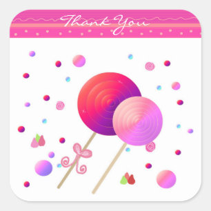 Sticker Carré Lollipop Merci