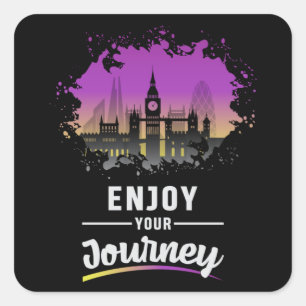 Sticker Carré London England City Cityscape Skyline Drôle cadeau