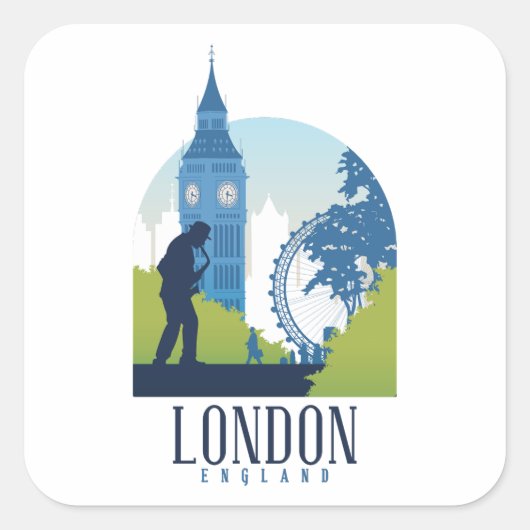 Sticker Carré London England Skyline (Devant)