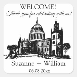 Sticker Carré Londres Angleterre skyline Black White Faveurs Mar