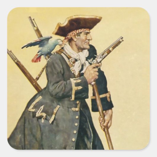 Sticker Carré « Long John Silver » de « L'Île au trésor » (Devant)