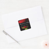 Sticker Carré Long Stem Rose rouge Mariage personnalisé (Enveloppe)