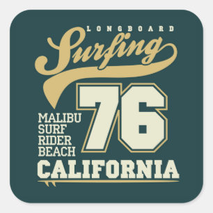 Sticker Carré Longboard surfant la Californie 76