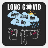 Sticker Carré LONGTEMPS, LE COVID A Été Pris À Sécher (Devant)