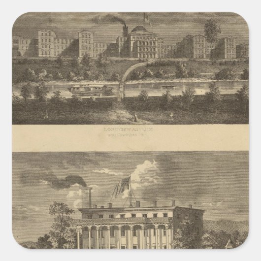 Sticker Carré Longview Asylum, Ohio (Devant)