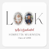 Sticker Carré Look Who's Graduated Photo Frame Graduation (Devant)