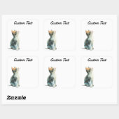 Sticker Carré Looking Up Cat -2 | Personalized Custom Text (Feuille)