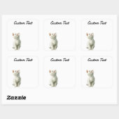 Sticker Carré Looking Up Cat -3 | Personalized Custom Text (Feuille)