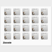 Sticker Carré Looking Up Cat -5 | Personalized Custom Text (Feuille)